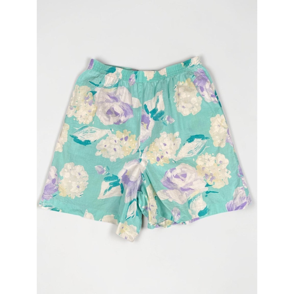 Vintage‎ 80s Hunter Sportswear Floral High Waisted Shorts, Small 6, Teal Purple